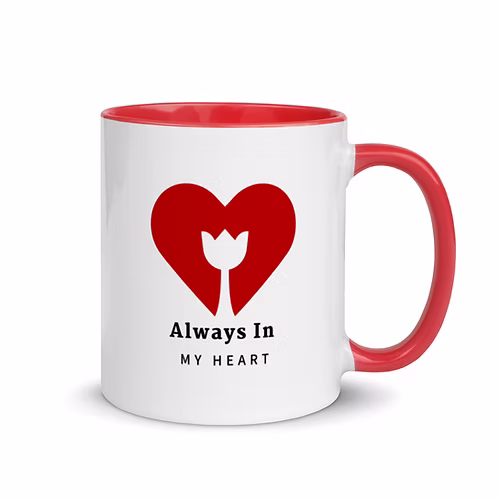 Always in My Heart Mug with Color Inside
