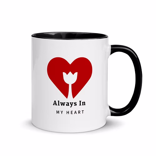 Always in My Heart Mug with Color Inside